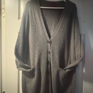 State Cashmere- XL.  New * Gray Button-Up Cardigan